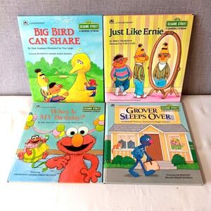 Lot of 5 Vintage Sesame Street Golden Growing Up Hardcover Books 1984 85 88 80s